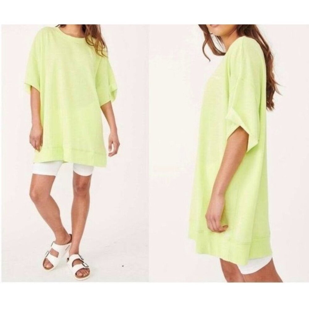 Infinitely Free People Cozy Cool Girl Sleep Tee Oversized Neon Green Women Small